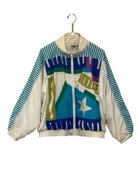 Country Suburbans Vintage Abstract Colorblock Nylon Windbreaker Jacket M